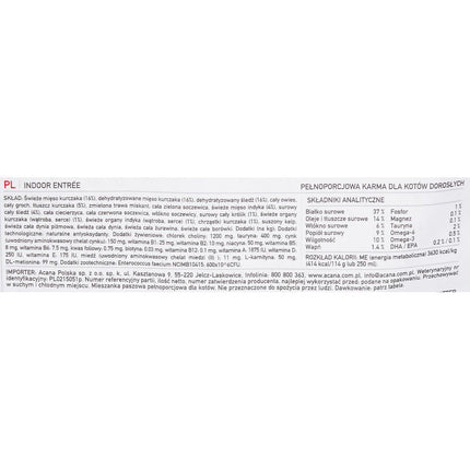 Acana Kattmat Acana Indoor Entrée Vuxen Kyckling Kalkon Fisk Kanin 4,5 Kg