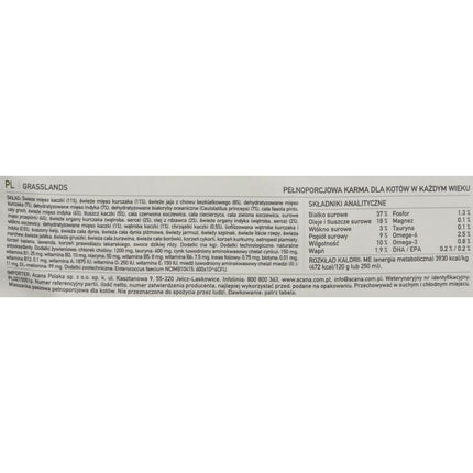 Acana Kattmat Acana Grasslands Kyckling Fisk Lamm 4,5 Kg