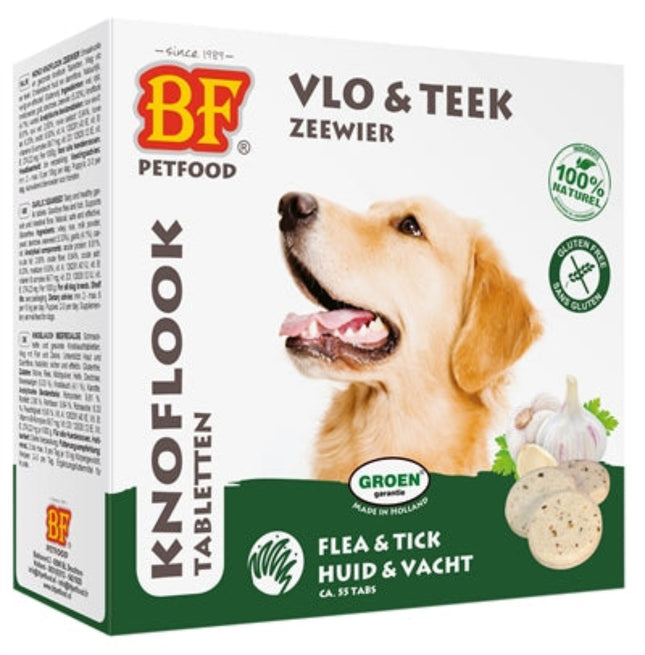 BF Petfood Hondensnoepjes Knoflook Zeewier 55 st glutenvrije koud geperste knoflooktabletten met zeewier