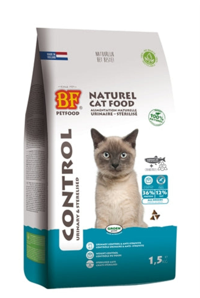 BF Petfood Cat Control Urinary & Sterilised 1,5 kg complete kattenbrokken voor volwassen katten