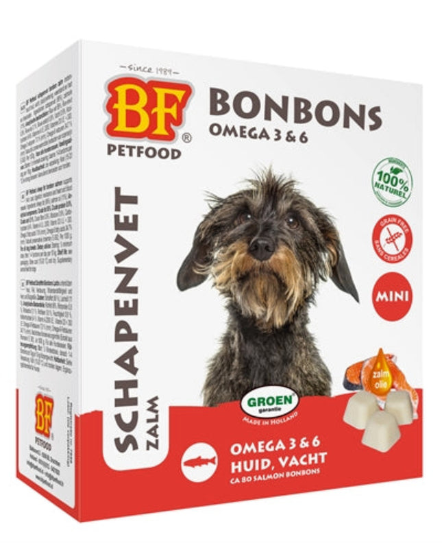 BF Petfood Schapenvet Mini Bonbons Zalm 80st schapenvetbonbons hond