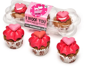 The Barking Bakery I Woof You Valentine Mini Iced Woofins Trio Assorted