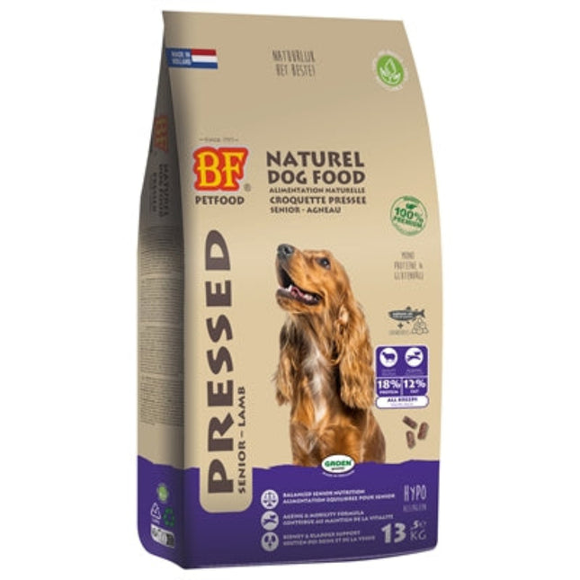 BF Petfood Geperst Senior Lam koudgeperst droogvoer 5 kg en 13,5 kg
