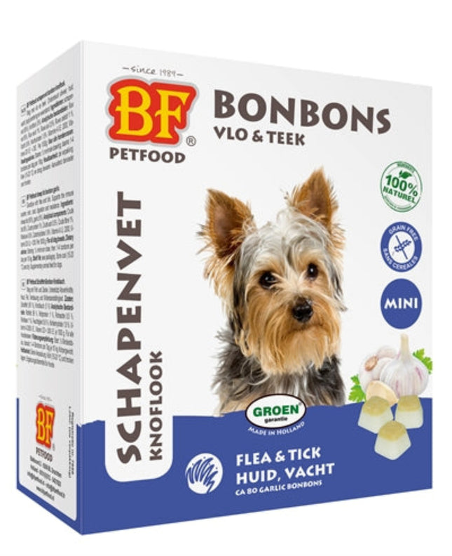 BF Petfood Schapenvet Mini Bonbons Knoflook 80 st natuurlijke schapenvetbonbons voor honden