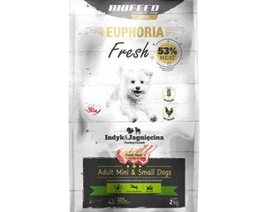 Biofeed Foder Biofeed Euphoria Fresh Adult Mini & Small Turkey With Lamb Kalkon 2 Kg Vuxen 2,3 Kg