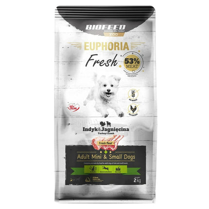 Biofeed Foder Biofeed Euphoria Fresh Adult Mini & Small Turkey With Lamb Kalkon 2 Kg Vuxen 2,3 Kg