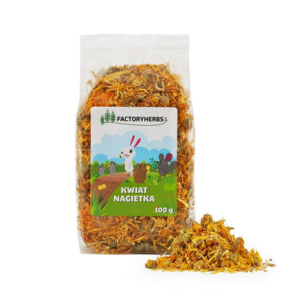 Factoryherbs Kaninmat Factoryherbs Marigold Flowers Chinchilla Marsvin Hamster Råtta Mus Gnagare Fåglar 100 G