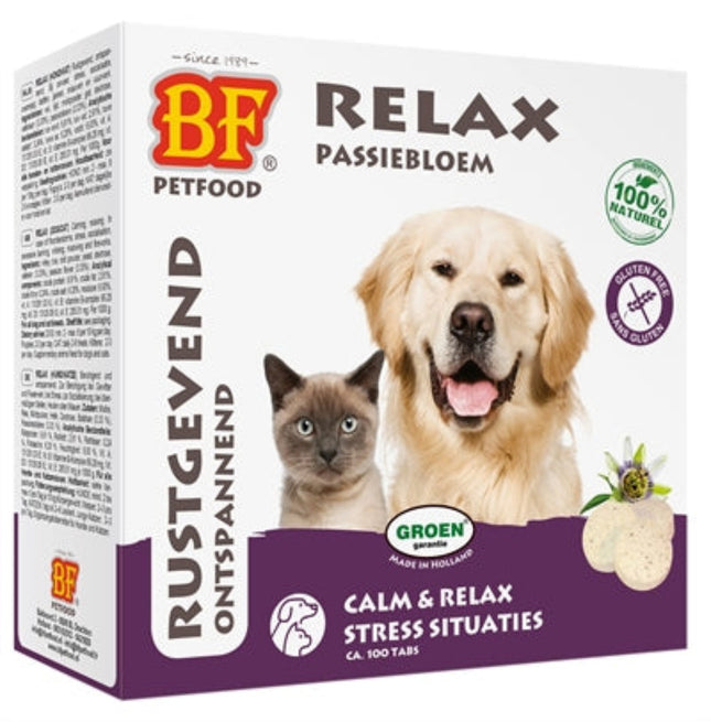 BF Petfood Relax Hond/Kat rustgevende gistsnoepjes 100 stuks met valeriaan en passiebloem