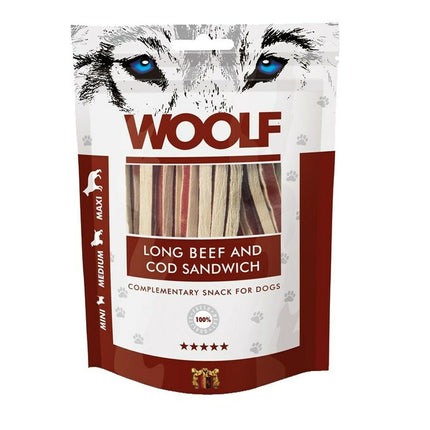 Woolf Hundgodis Woolf Long Beef And Cod Sandwich Nötkött 100 G