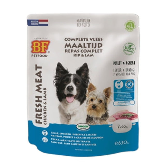 BF Petfood Vleesvoeding Lam 630 gr 7x90g complete houdbare natvoeding voor honden