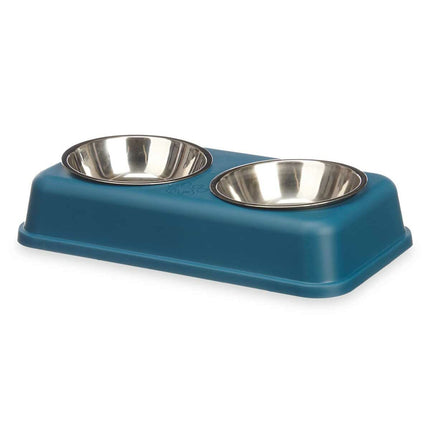 Mascow Cat Feeder Double Blå Metall 35 X 7,5 X 19 Cm (12 Antal)