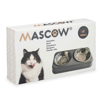 Mascow Cat Feeder Double Blå Metall 35 X 7,5 X 19 Cm (12 Antal)
