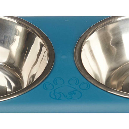 Mascow Cat Feeder Double Blå Metall 35 X 7,5 X 19 Cm (12 Antal)